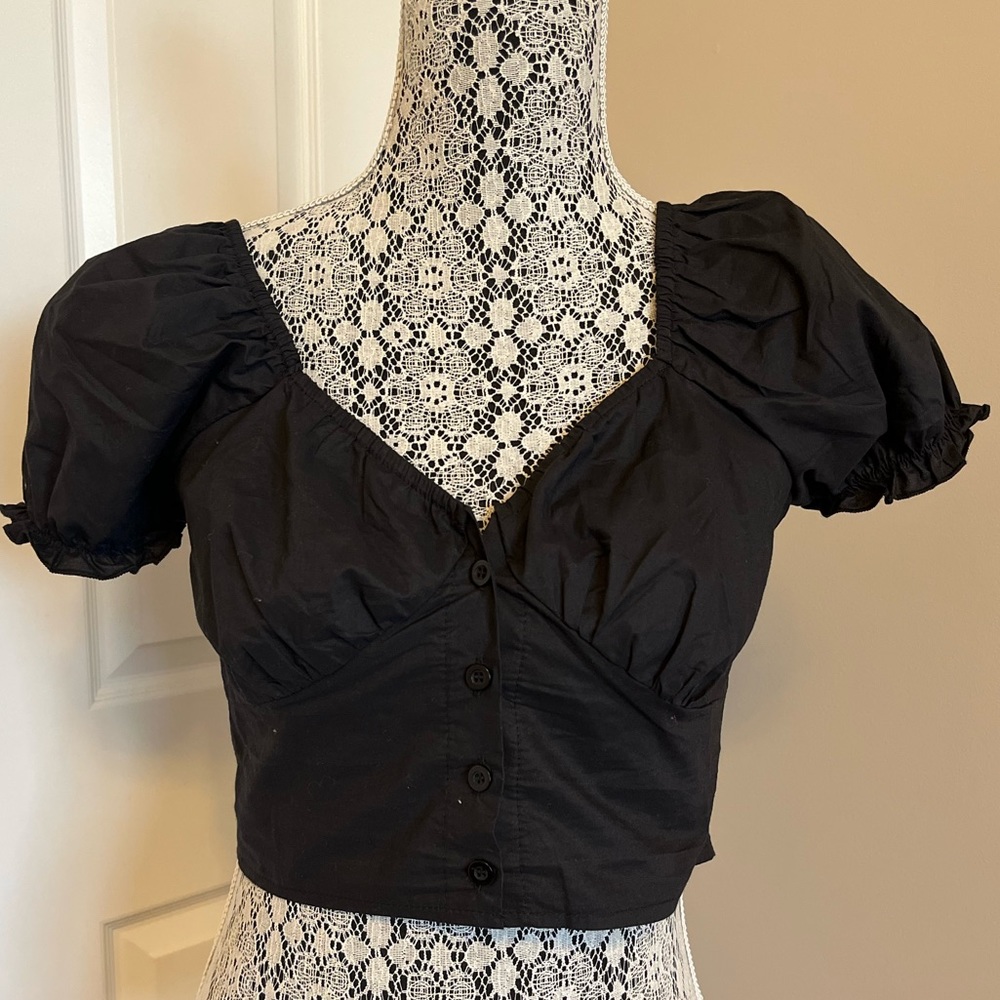 Princess Polly black puff sleeve top